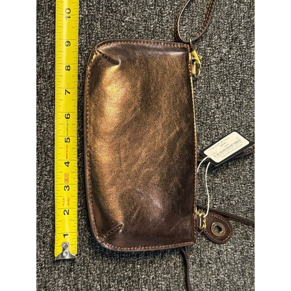 NWT Joy Susan Liquid Metal Copper Mini Crossbody Wristlet Purse 9"x4.5" Stylish - Picture 10 of 10